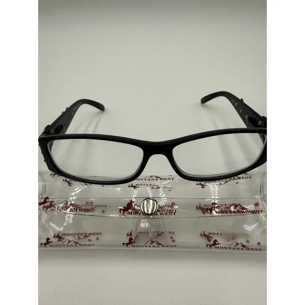 Montana West Reading Glasses Womens +3.00 Black Excellent Western Studded RG-001